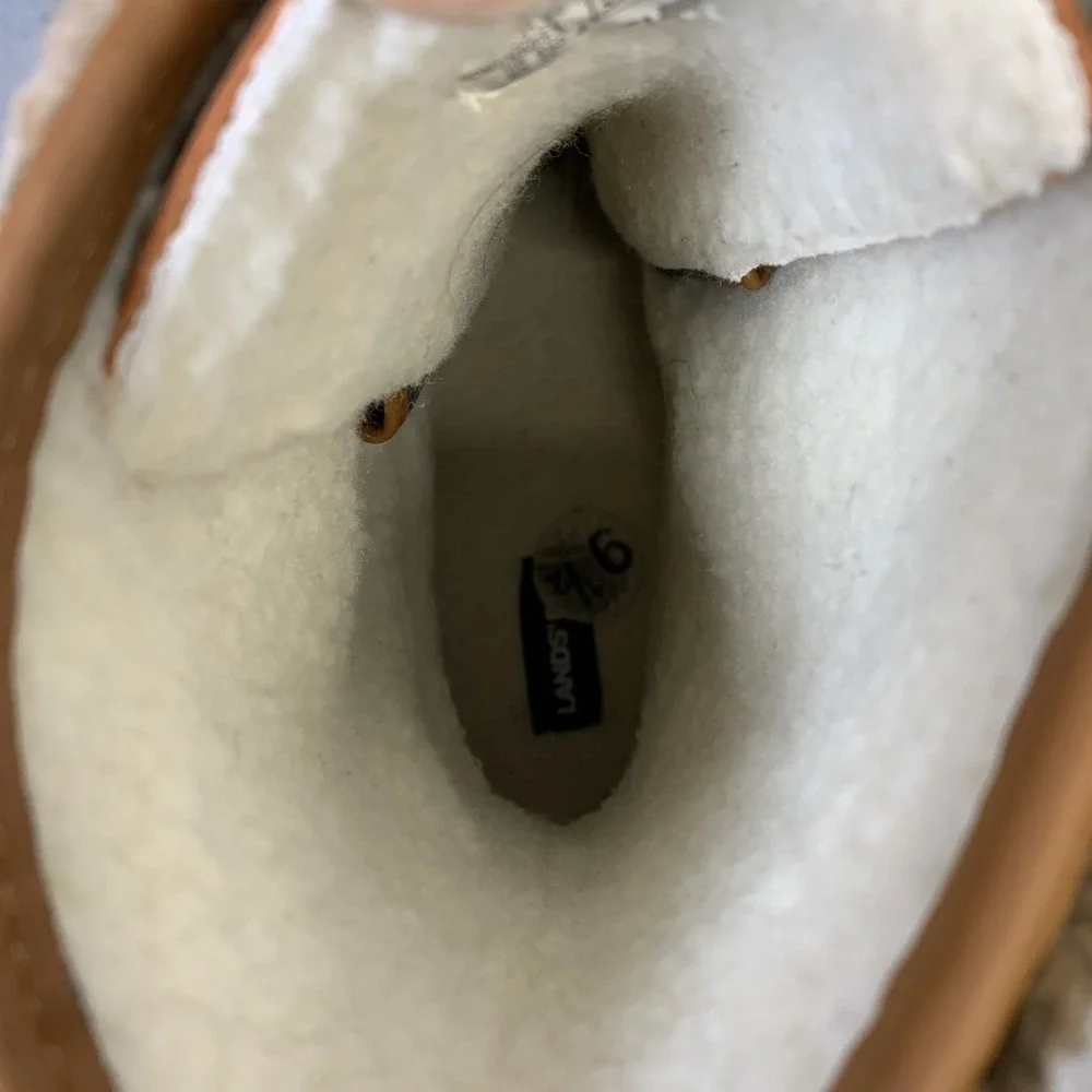 Lands End Duck Boots Women's Size 9.5 Insulated Sherpa Fleece Lined‎ Plaid